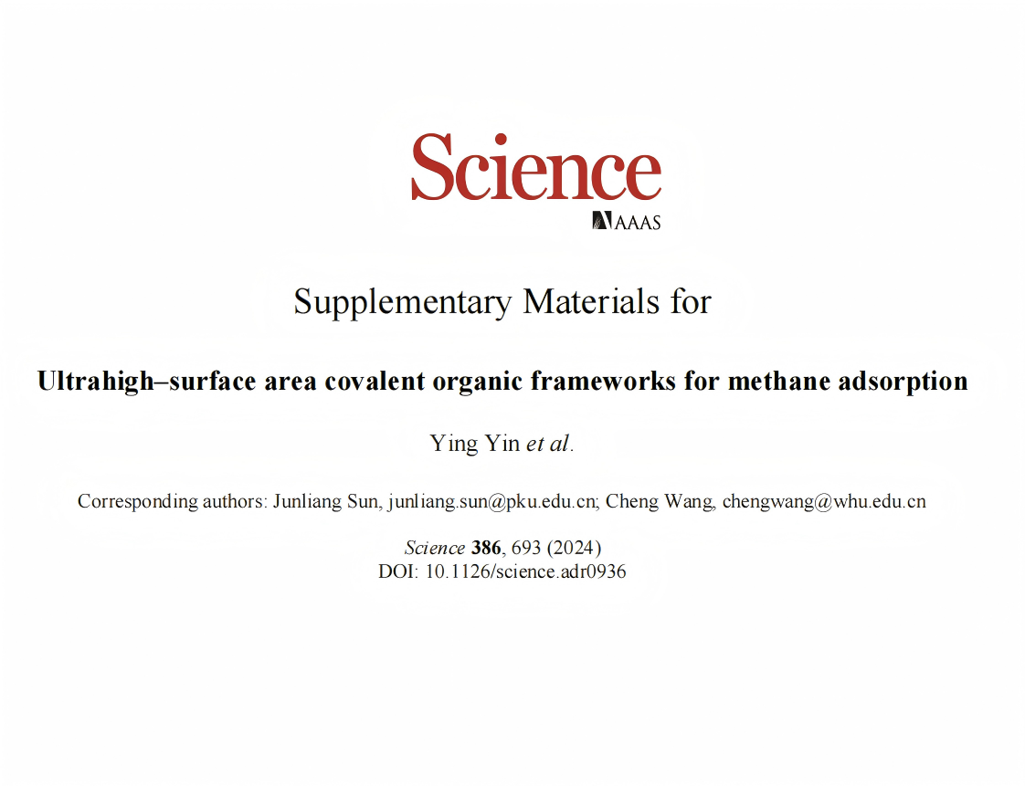 Ultrahigh-surface area covalent organic frameworksfor methane adsorption